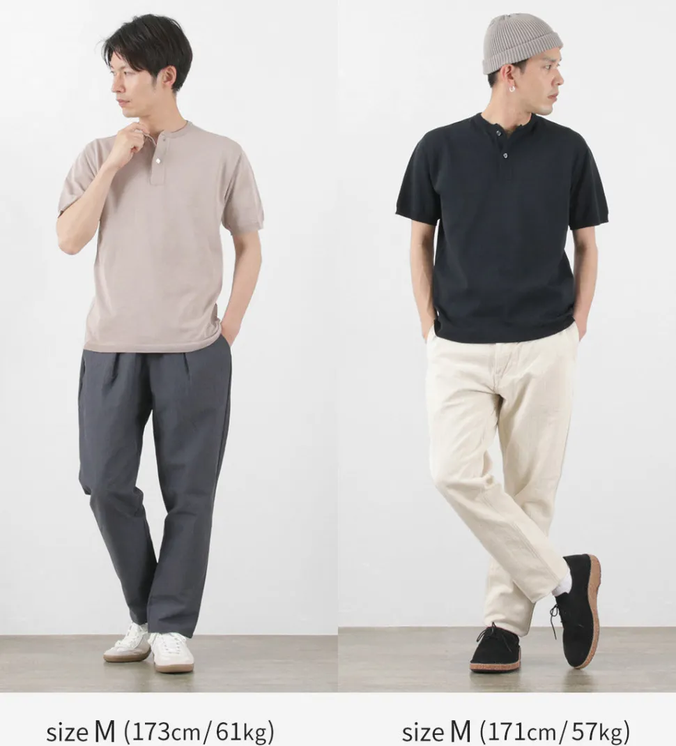 SOGLIA / Cotton Fitted Seamless Henry Neck Knit Tee