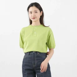 SOGLIA / Cotton Fitted Seamless Henry Neck Knit Tee