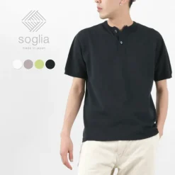 SOGLIA / Cotton Fitted Seamless Henry Neck Knit Tee