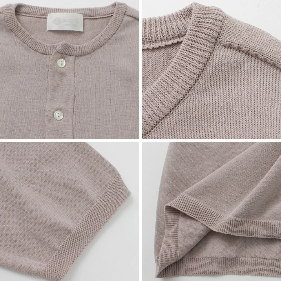 SOGLIA / Cotton Fitted Seamless Henry Neck Knit Tee