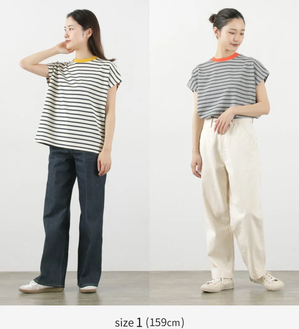 SOGLIA / Open End French Sleeve T-Shirt Striped