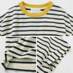 SOGLIA / Open End French Sleeve T-Shirt Striped