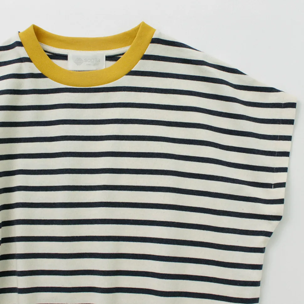 SOGLIA / Open End French Sleeve T-Shirt Striped