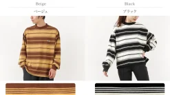 THE FOX / Fox Striped Crew Neck Long Sleeve T-Shirt