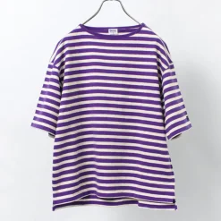 TIEASY / HDCS Big stripe boat-neck T-shirt
