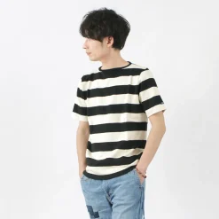 TIEASY / HDCS Boat neck S/S wide stripe basque shirt