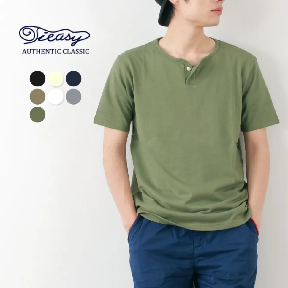 TIEASY / Summer Knits Henley Short Sleeve T-shirt