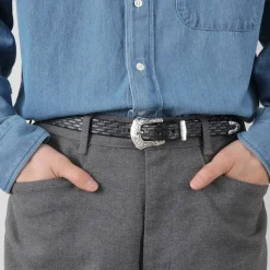 TORY LEATHER / 3/4 inch Western Belt Basket Weave