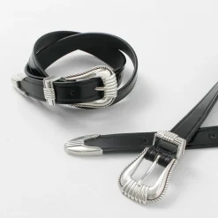 TORY LEATHER / 3 Piece Silver Buckle Belt