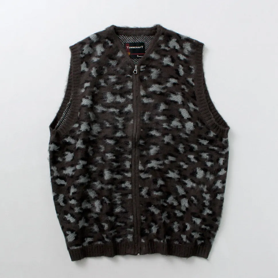 TOWN CRAFT / Shaggy Vintage Pattern Zipped Vest