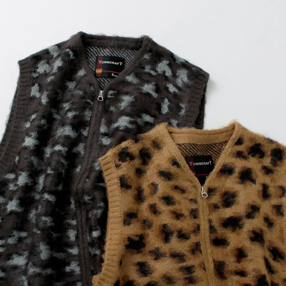 TOWN CRAFT / Shaggy Vintage Pattern Zipped Vest