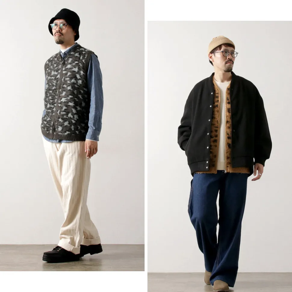 TOWN CRAFT / Shaggy Vintage Pattern Zipped Vest