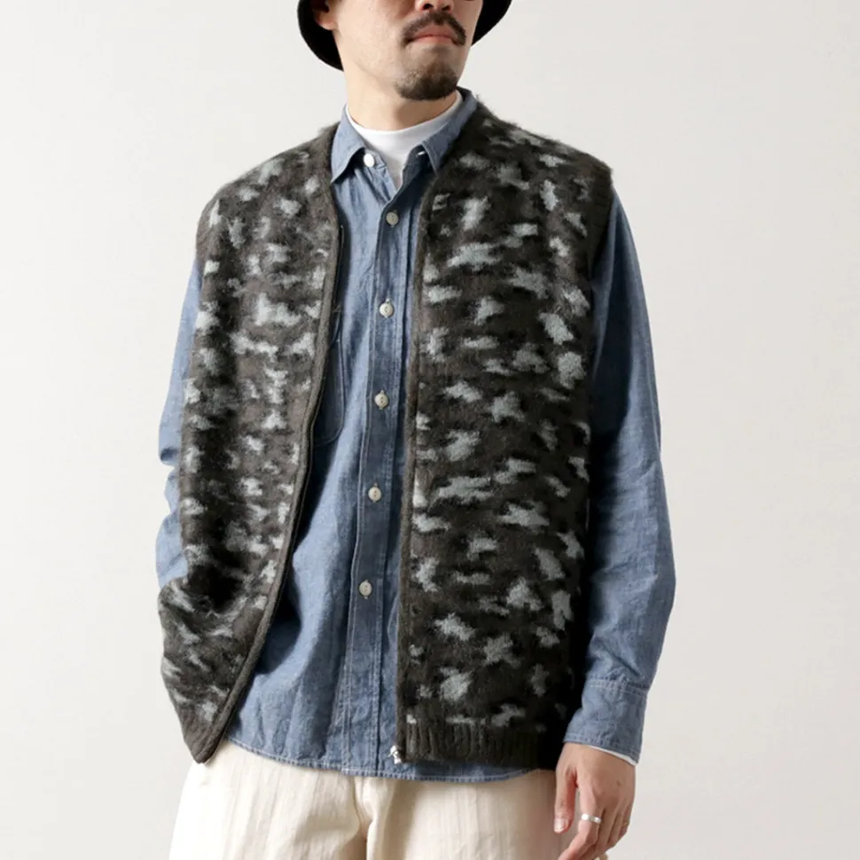 TOWN CRAFT / Shaggy Vintage Pattern Zipped Vest