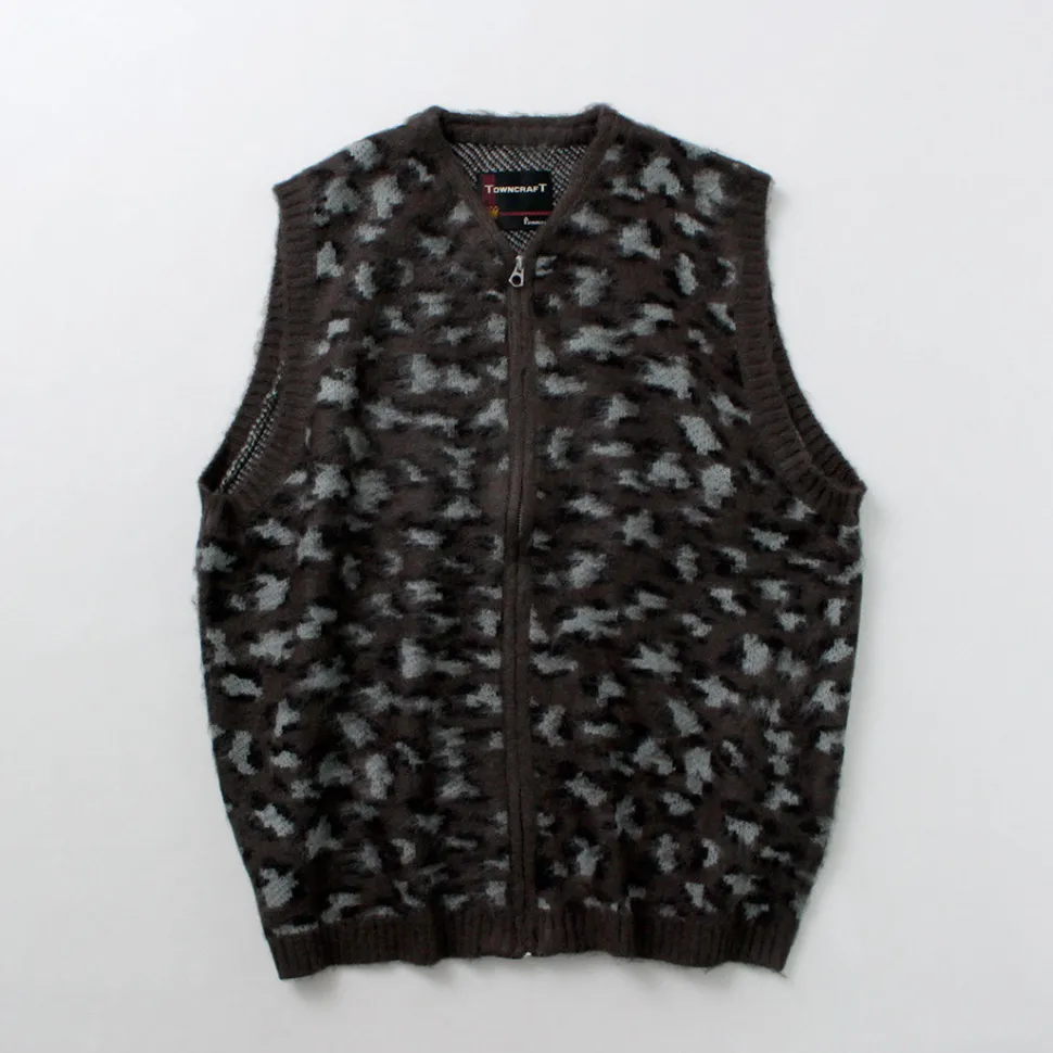 TOWN CRAFT / Shaggy Vintage Pattern Zipped Vest