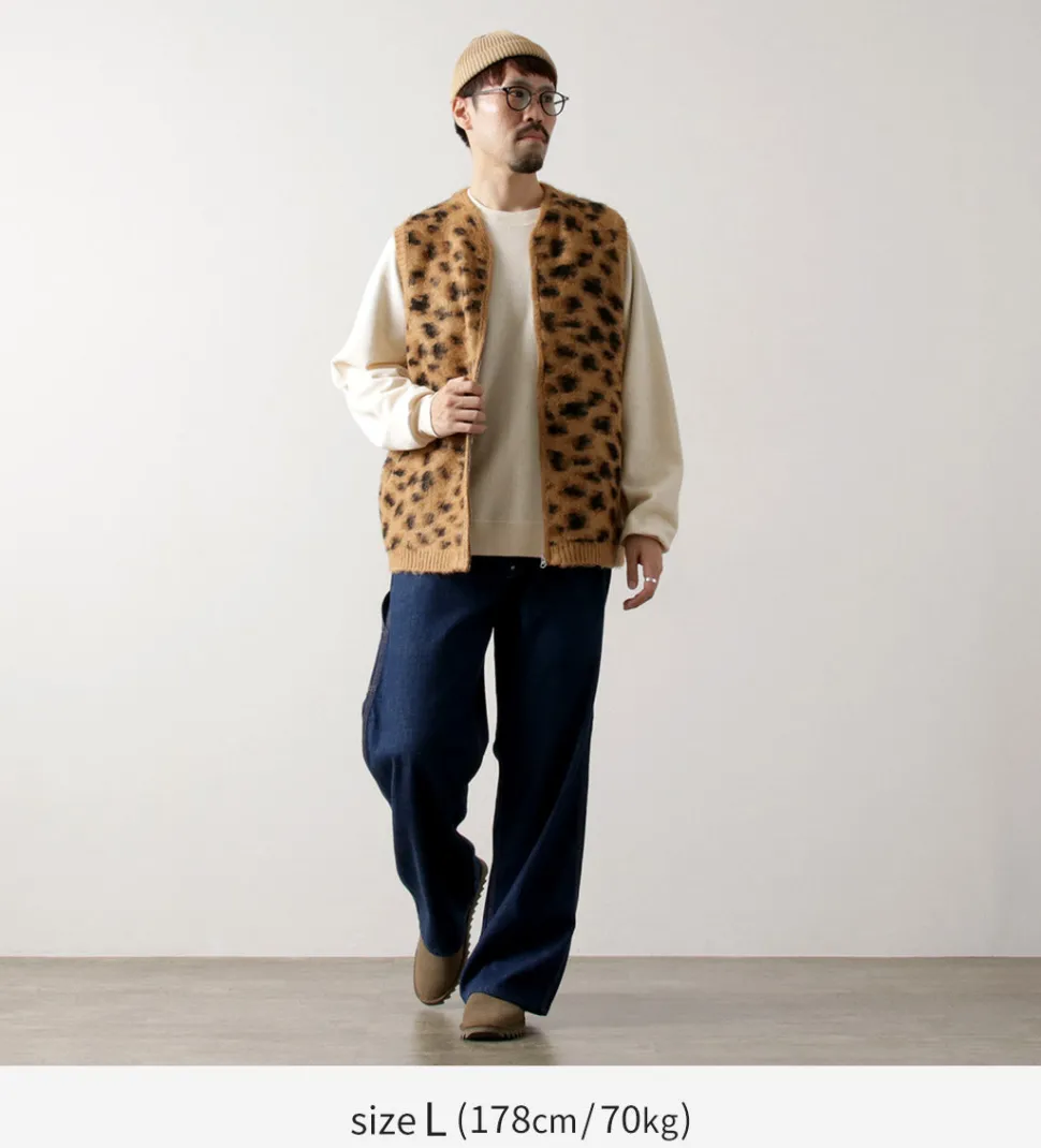 TOWN CRAFT / Shaggy Vintage Pattern Zipped Vest