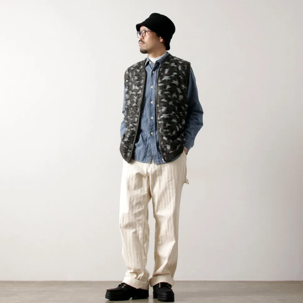 TOWN CRAFT / Shaggy Vintage Pattern Zipped Vest
