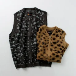 TOWN CRAFT / Shaggy Vintage Pattern Zipped Vest