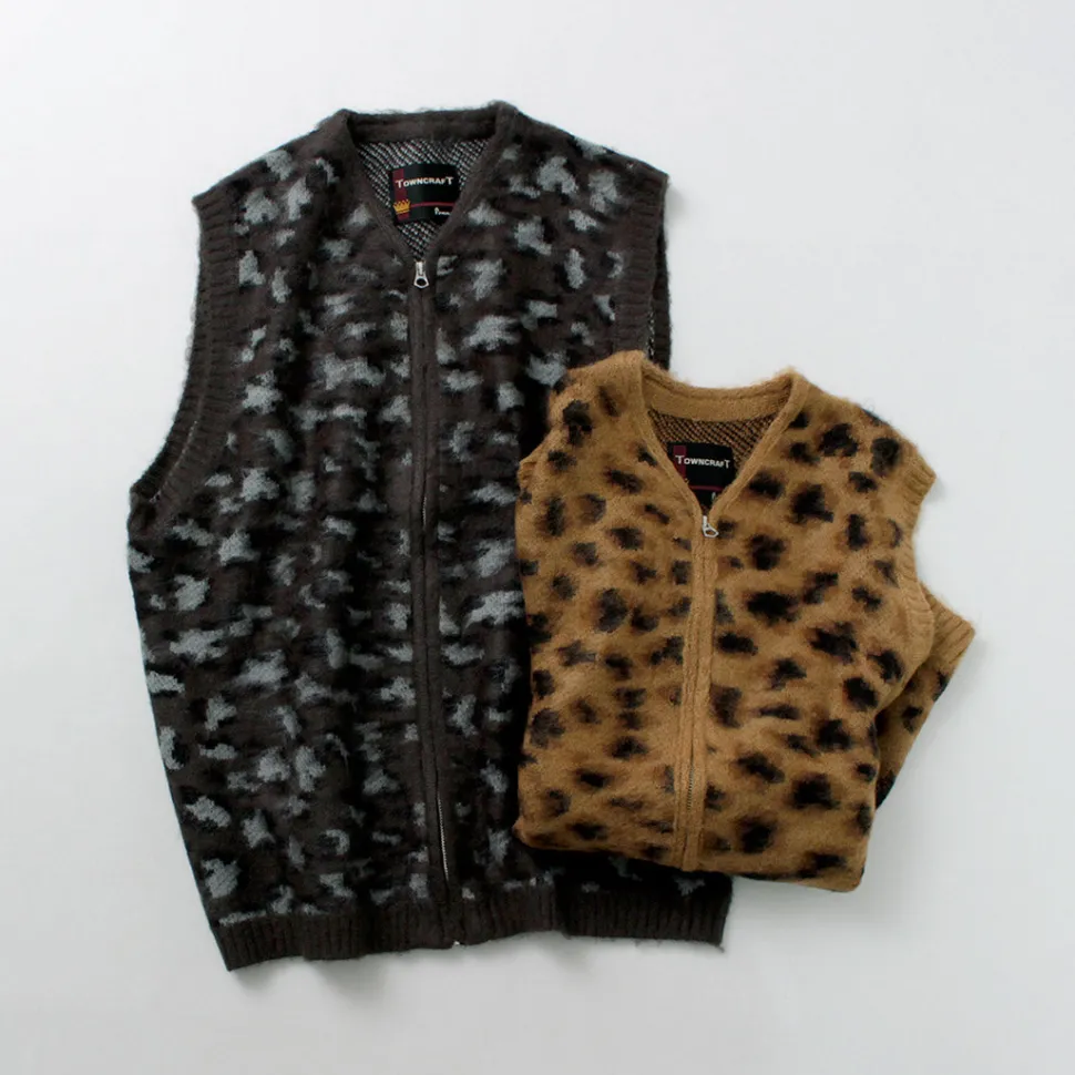 TOWN CRAFT / Shaggy Vintage Pattern Zipped Vest