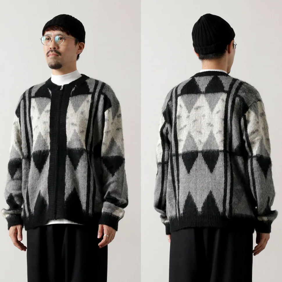 TOWN CRAFT / Vintage Jacquard Zip Cardigan