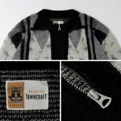 TOWN CRAFT / Vintage Jacquard Zip Cardigan