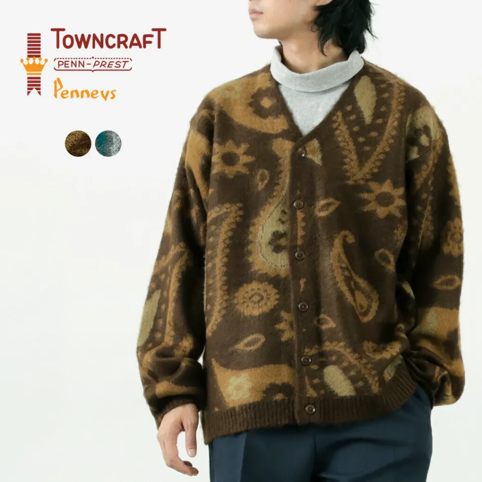 TOWN CRAFT / Vintage Pattern Shaggy Cardigan