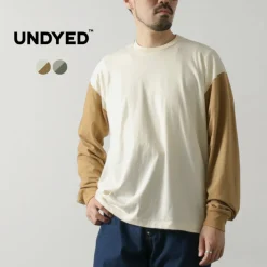 UNDYED / Long Sleeve Combi T-Shirt Colored Organic Cotton