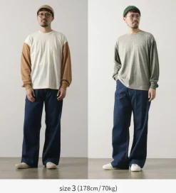UNDYED / Long Sleeve Combi T-Shirt Colored Organic Cotton