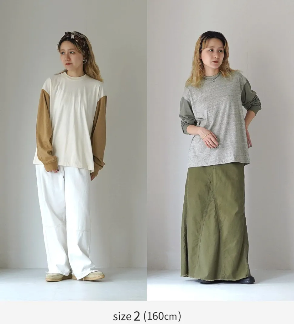 UNDYED / Long Sleeve Combi T-Shirt Colored Organic Cotton