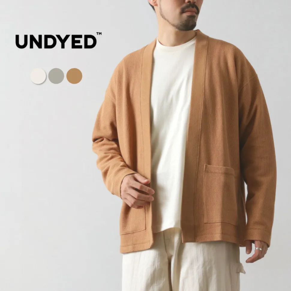 UNDYED / Waffle Cardigan Colored Organic Cotton