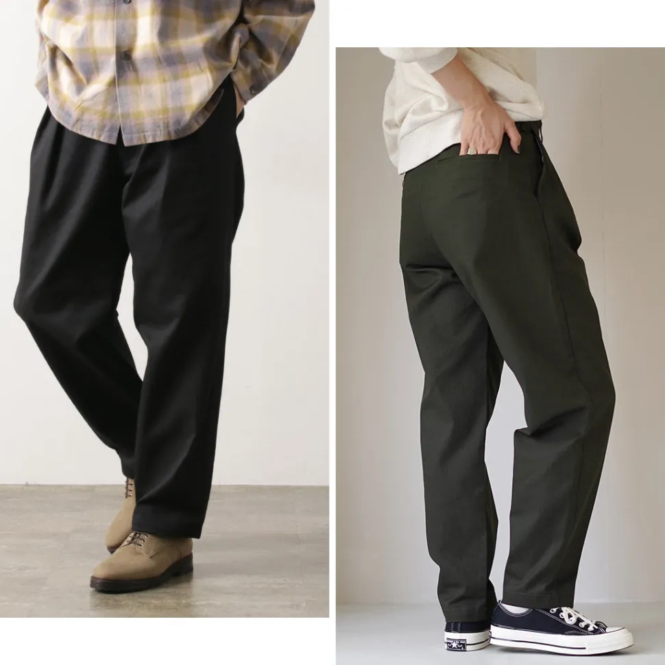UNIVERSAL OVERALL / Heritage T/C Relaxed 2-Tuck Trousers STONE CARVER