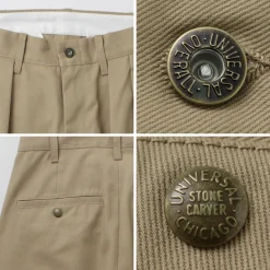 UNIVERSAL OVERALL / Heritage T/C Relaxed 2-Tuck Trousers STONE CARVER