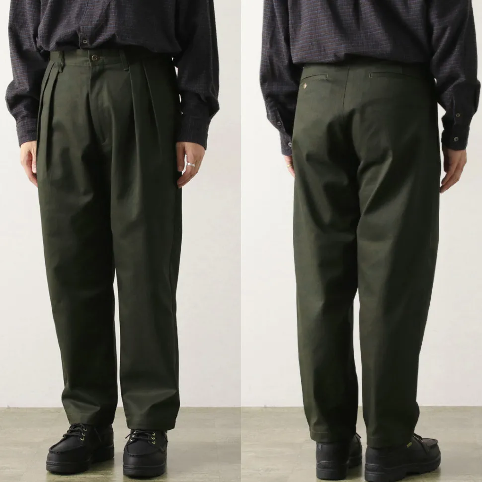UNIVERSAL OVERALL / Heritage T/C Relaxed 2-Tuck Trousers STONE CARVER