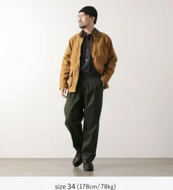 UNIVERSAL OVERALL / Heritage T/C Relaxed 2-Tuck Trousers STONE CARVER