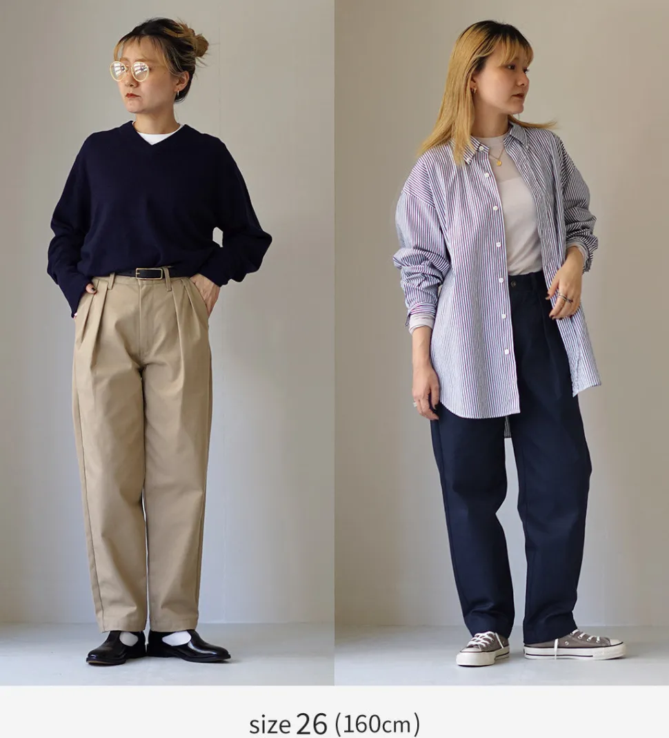 UNIVERSAL OVERALL / Heritage T/C Relaxed 2-Tuck Trousers STONE CARVER