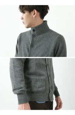 WILLIAM LOCKIE / Lambs Wool Turtleneck Cardigan