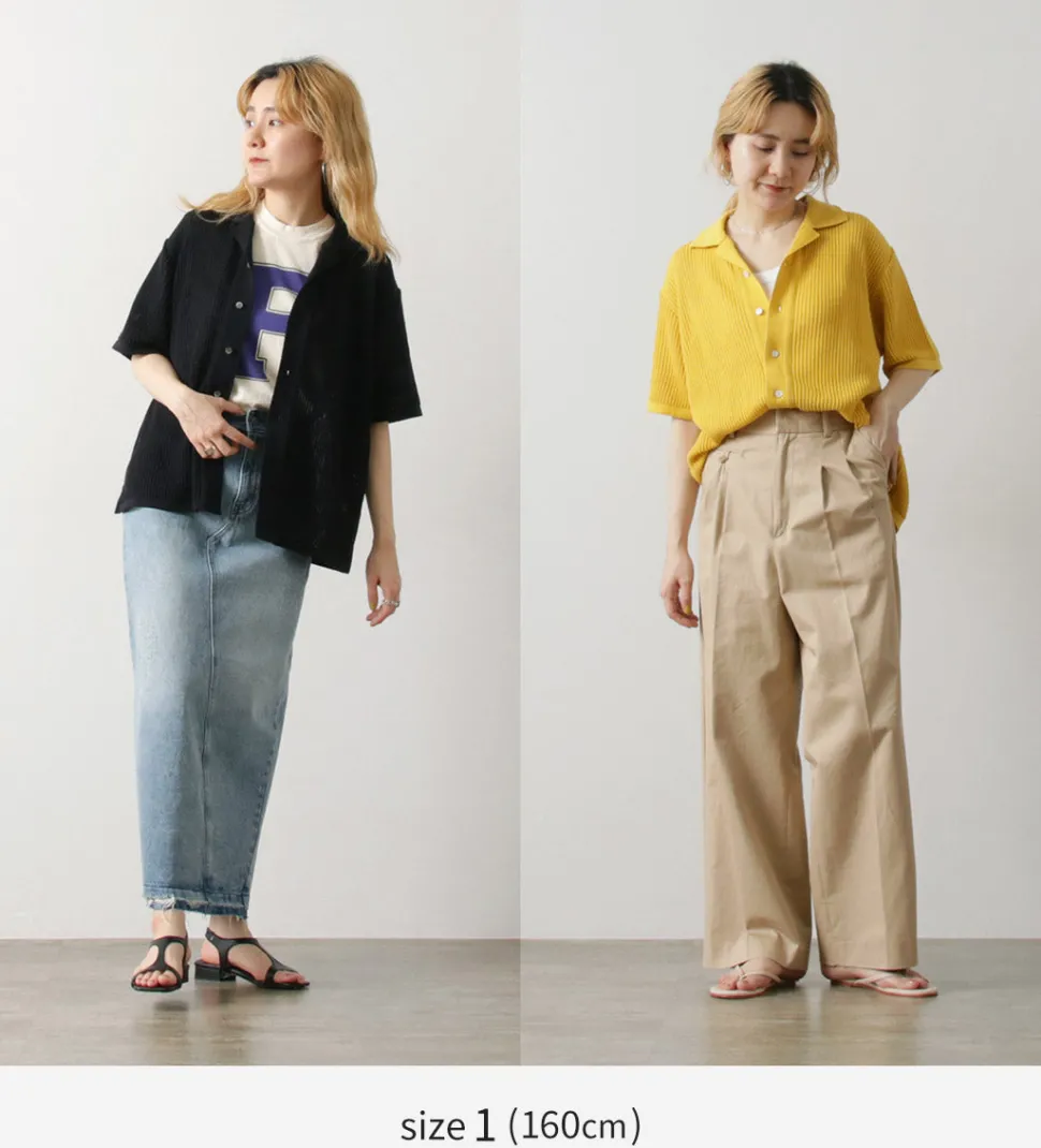 YONETOMI NEW BASIC / Cotton SUKASHI Knit Shirt