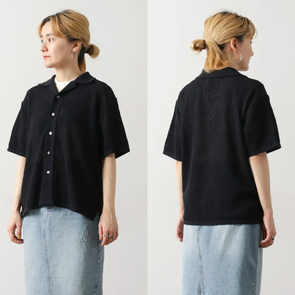 YONETOMI NEW BASIC / Cotton SUKASHI Knit Shirt