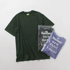 YONETOMI NEW BASIC / Garment Dye Striped T-Shirt