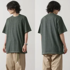 YONETOMI NEW BASIC / Garment Dye Striped T-Shirt