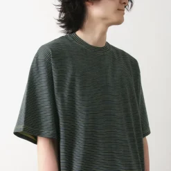 YONETOMI NEW BASIC / Garment Dye Striped T-Shirt