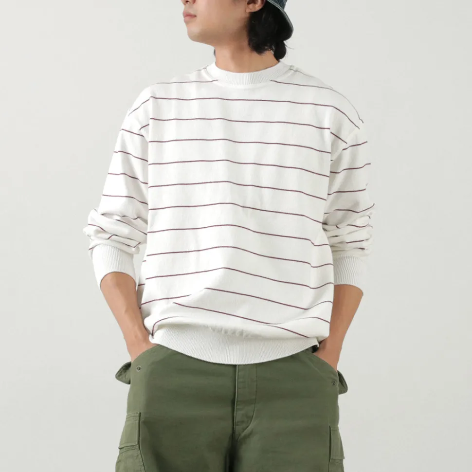 YONETOMI NEW BASIC / Wave Cotton Knit Pullover Striped